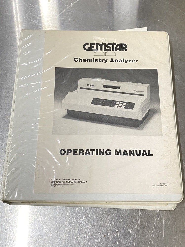 Electro-nucleonics GemStar 2 Blood Chemistry Analyzer - Users Guide / Manual