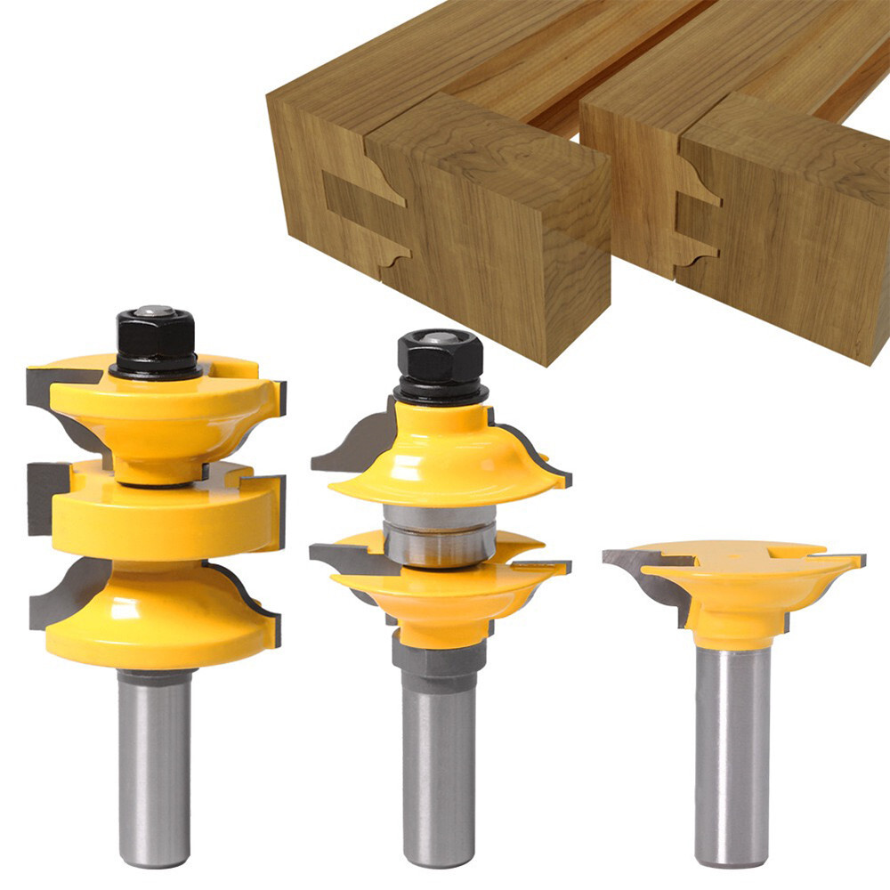 3 Bit Classical Extended Tenon Door Router Bit Set 1/2" Shank