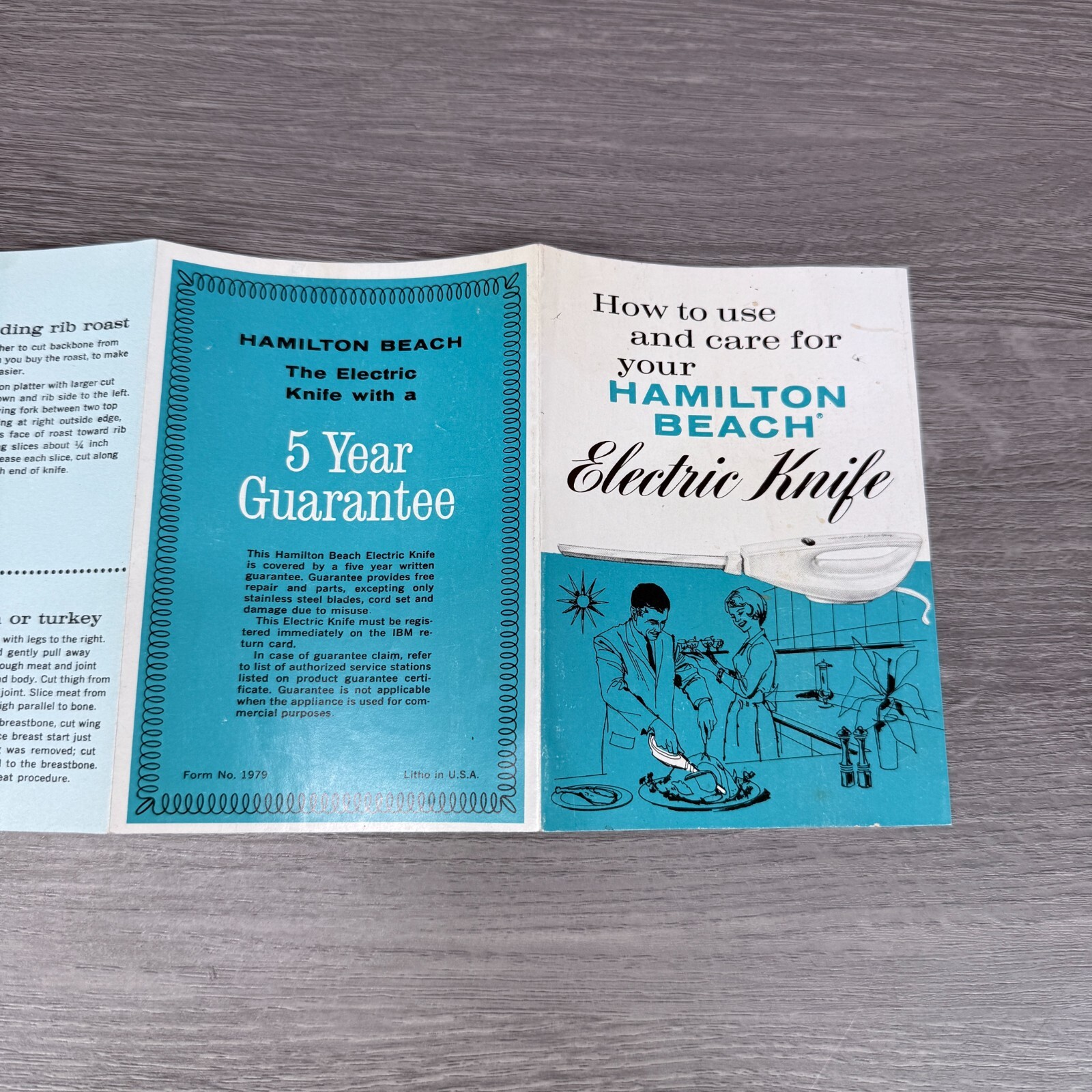 Vtg Hamilton Beach Electric Knife Brochure Pamphlet Care Use Instructions Only