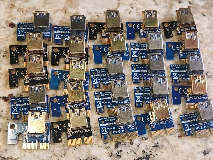 Gpu Mining Risers, Usb Cables, And USB To Pci Adapter LOT