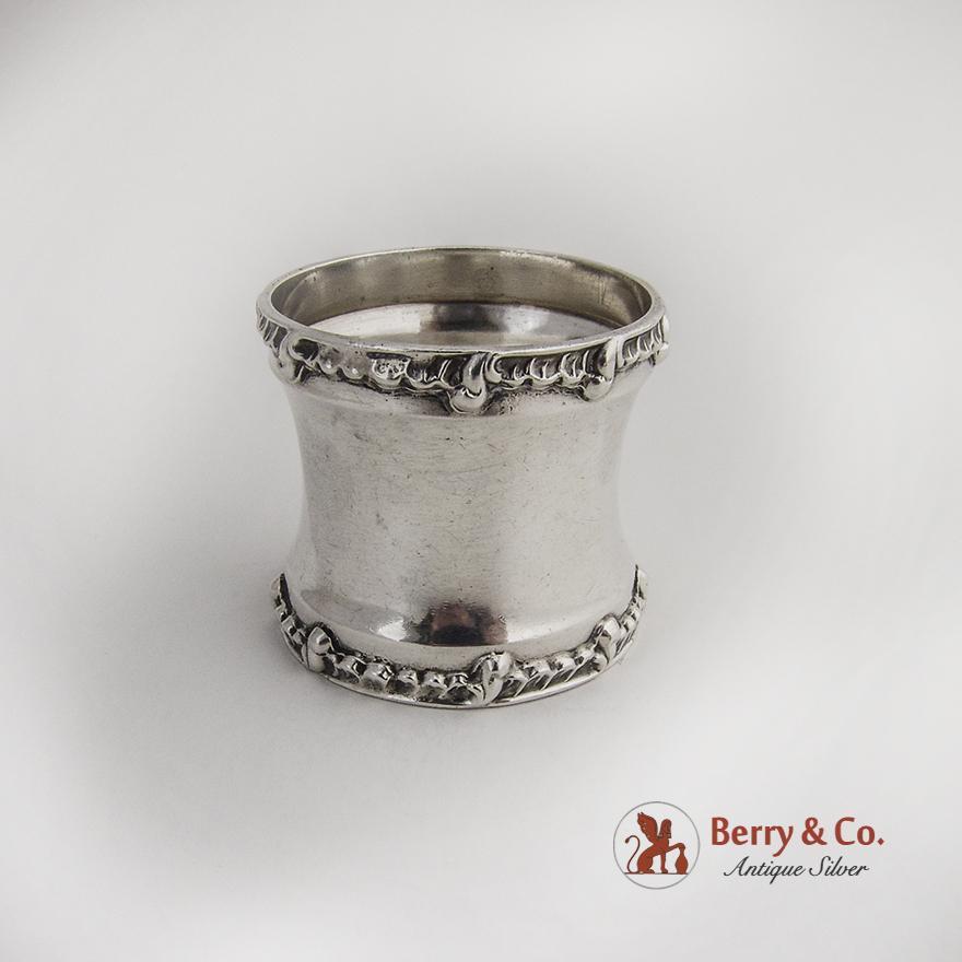 Scroll Shell Border Napkin Ring Sterling Silver 1900 Mono BGD