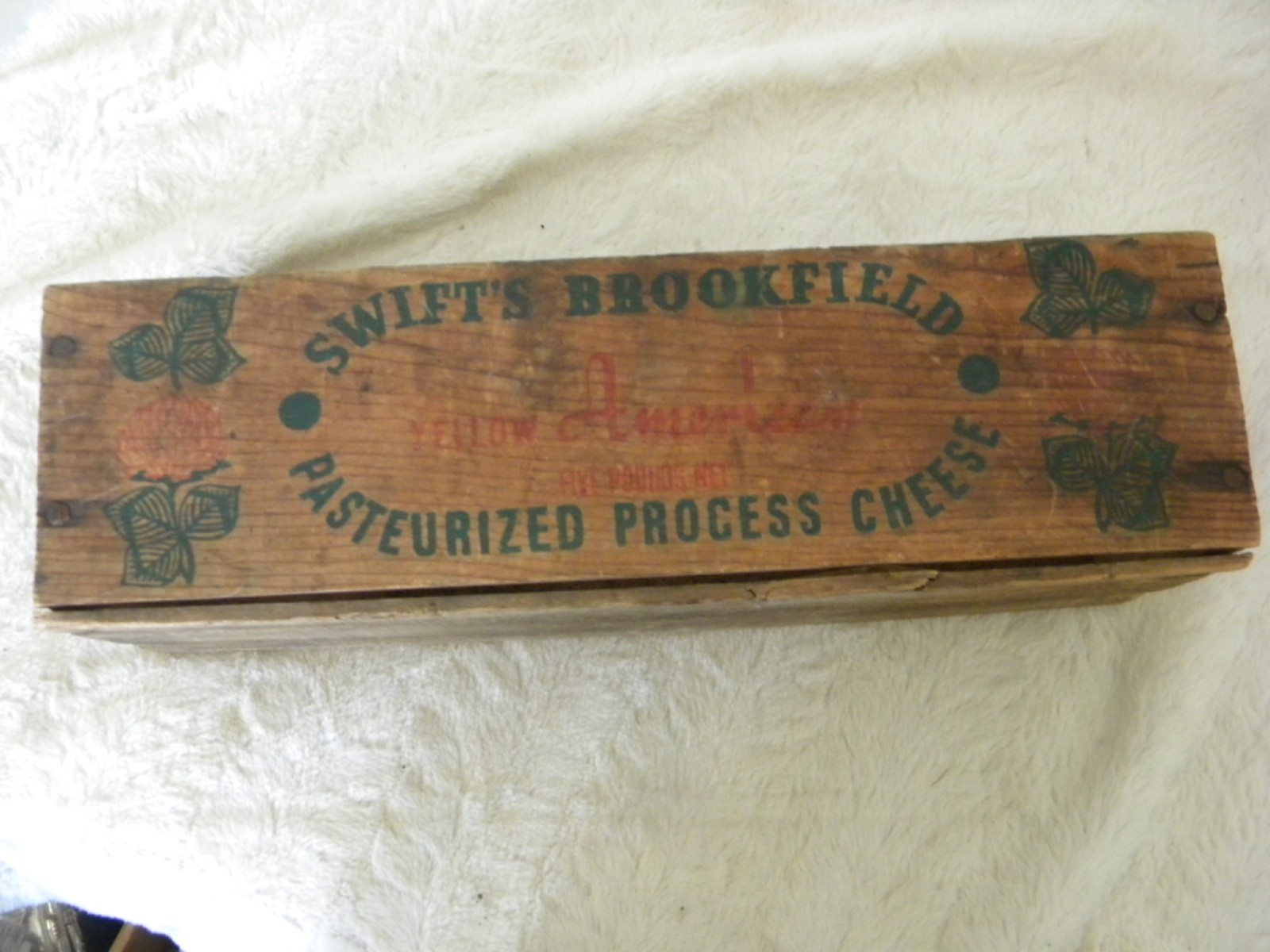 vintage wood cheese box  5 Lb. Swift's Brookfield Pasteurized Process Cheese