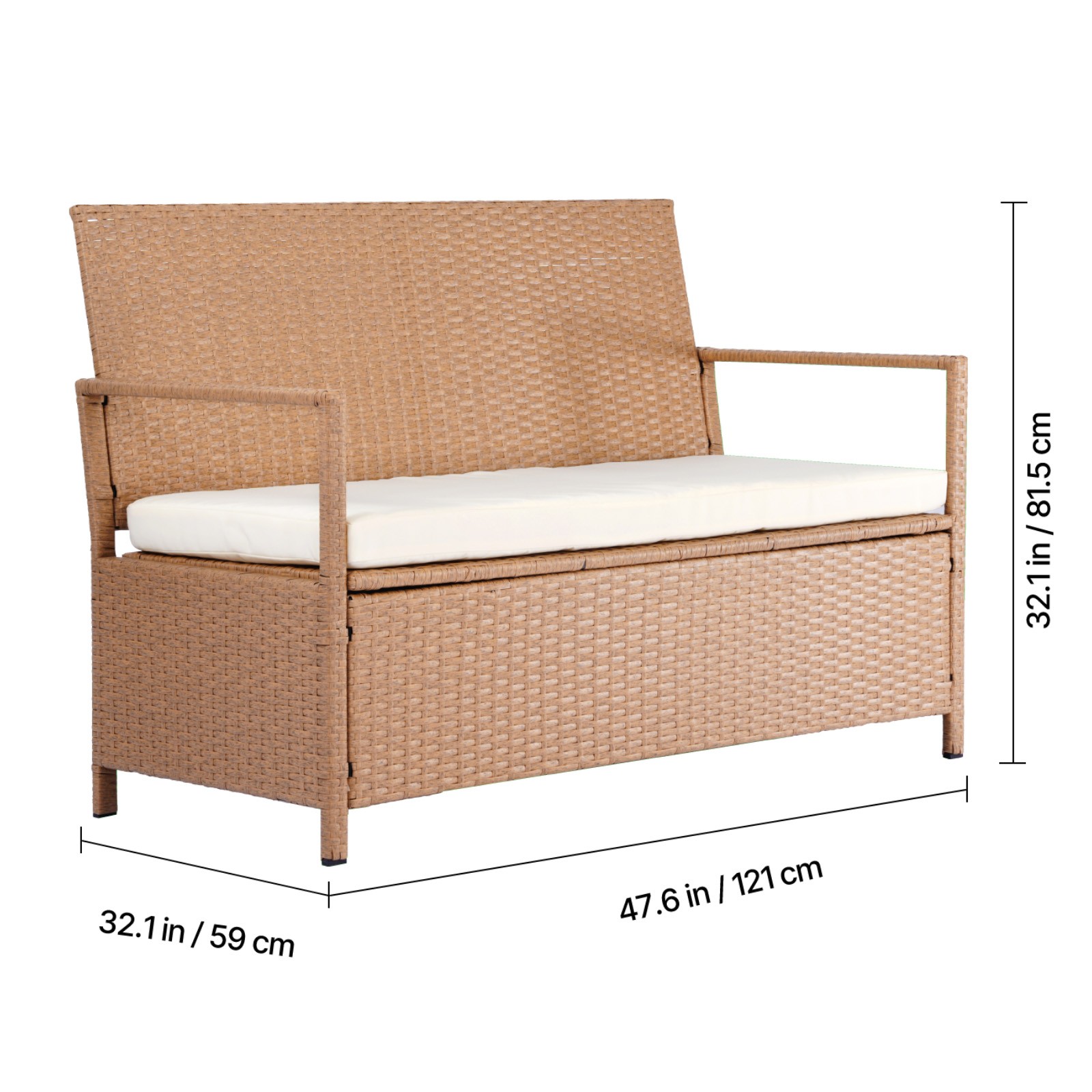 Outdoor Storage Bench PE Rattan 70Gal Deck Box Waterproof Outdoor Seat & Storage