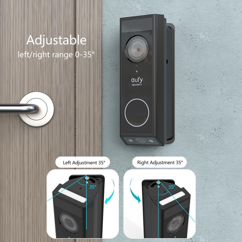 Doorbell Angle Mount 0 to 35 Degree Adjustable for eufy Security E340 - Easy