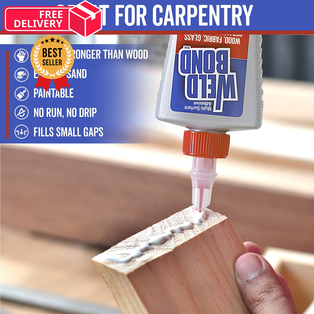 Weldbond Multi-Surface Strong Glue – Fast Drying for Wood, 1 pack, Clear