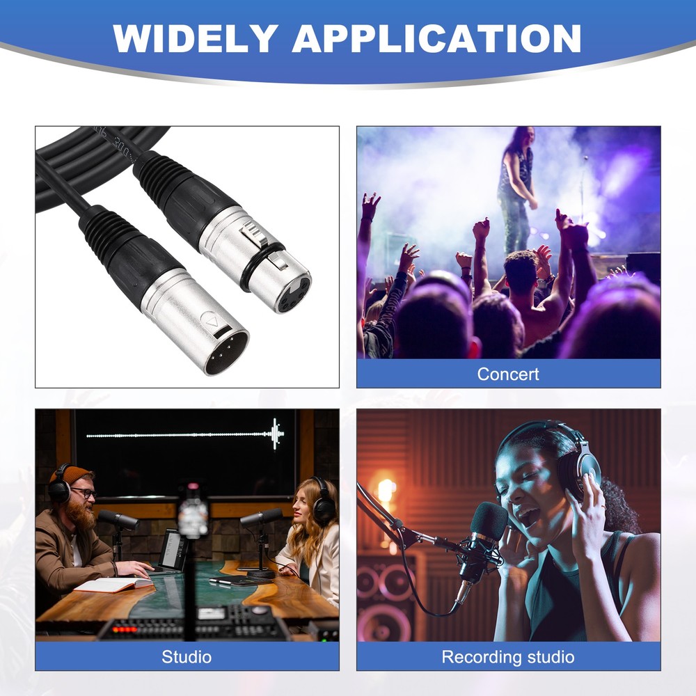 2Pcs 5 Pins XLR Cable 3 ft XLR Microphone Cable for Stage Studio Cable