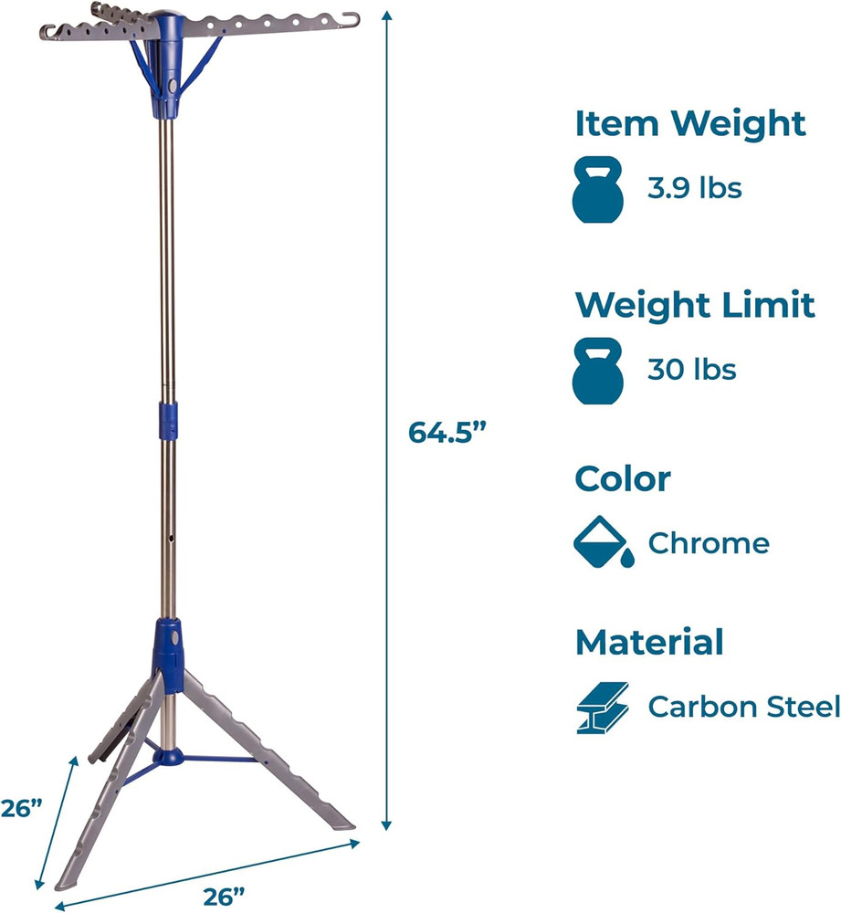 Tripod Clothes Drying Rack, Blue
