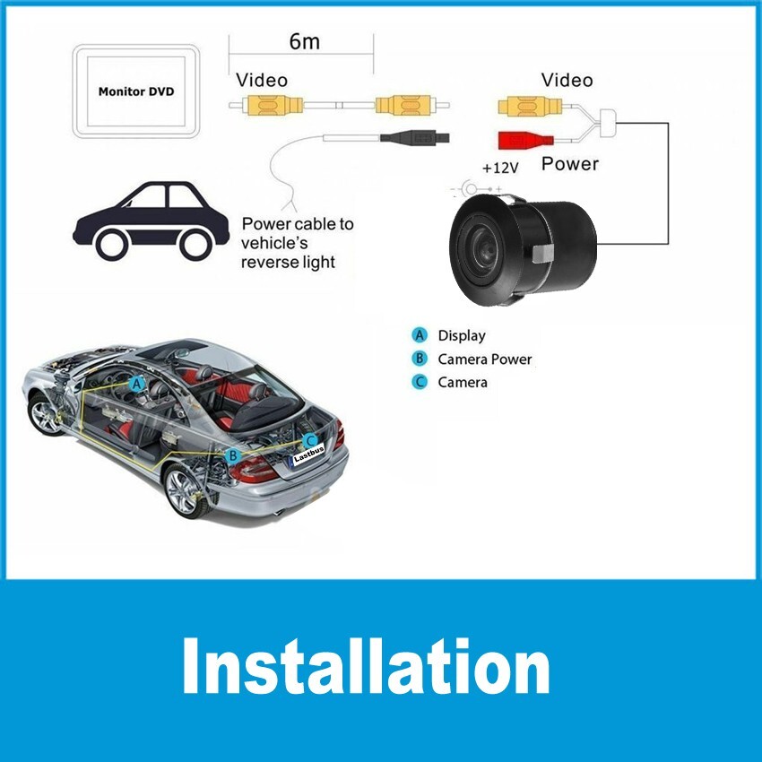 HD Backup Camera Flush Mount Waterproof Rear View Reverse LED Night Vision CMOS