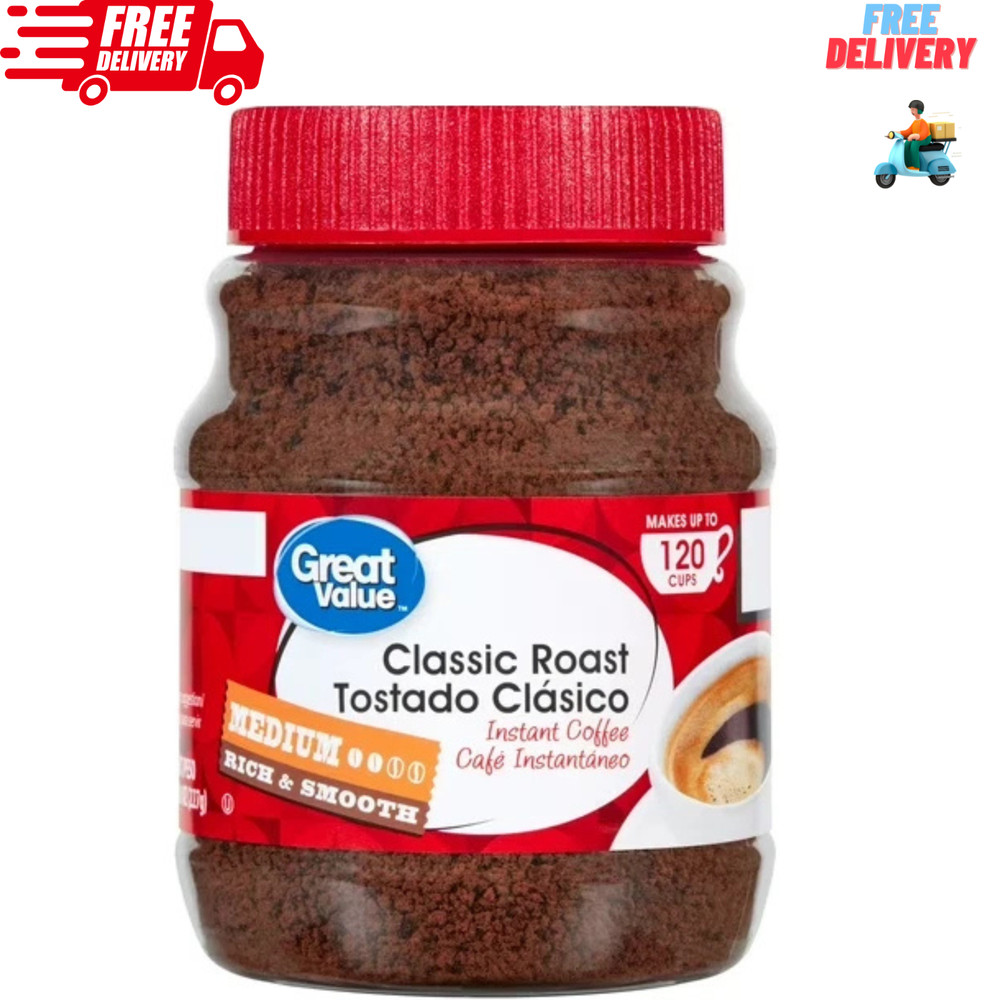 Great Value Classic Medium Roast Instant Coffee, 8 oz