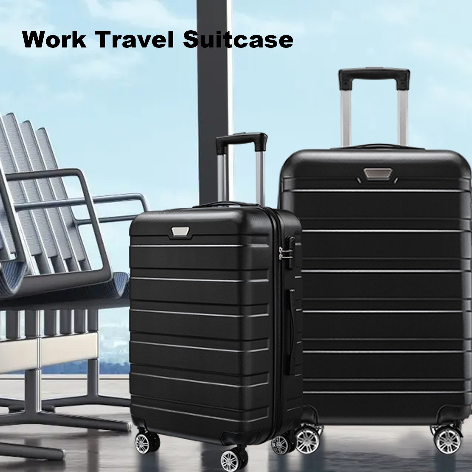 Hardside Carry On Spinner Suitcase Luggage Expandable with Wheels 20" Black