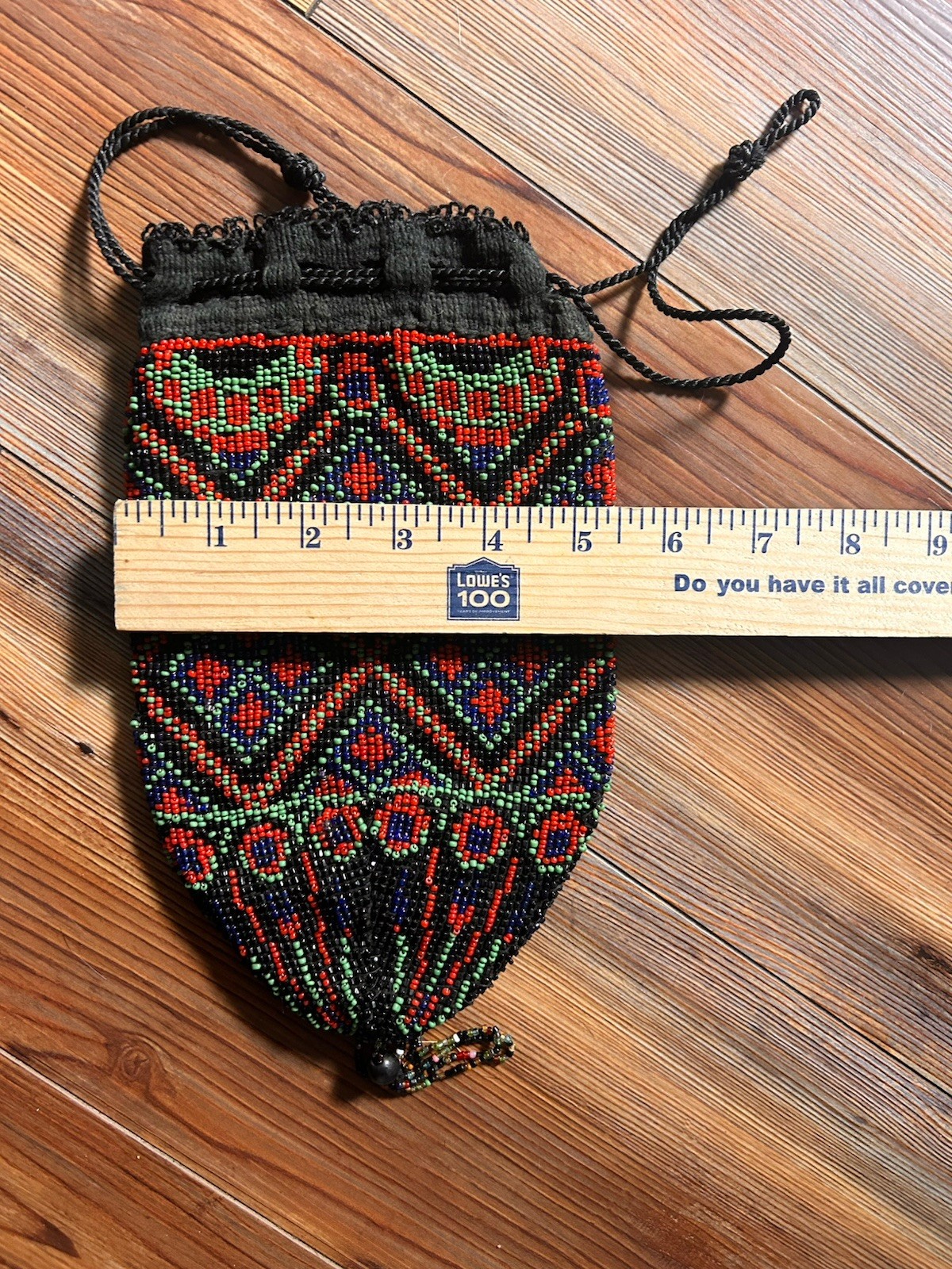 BEADED RETICULE Drawstring Purse Pouch ART DECO Victorian Flapper Geometric