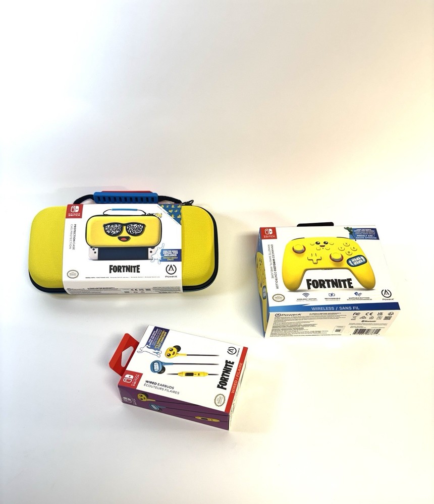 Fortnite Nintendo Switch Bundle Controller Case & Wired Earbuds PowerA NEW