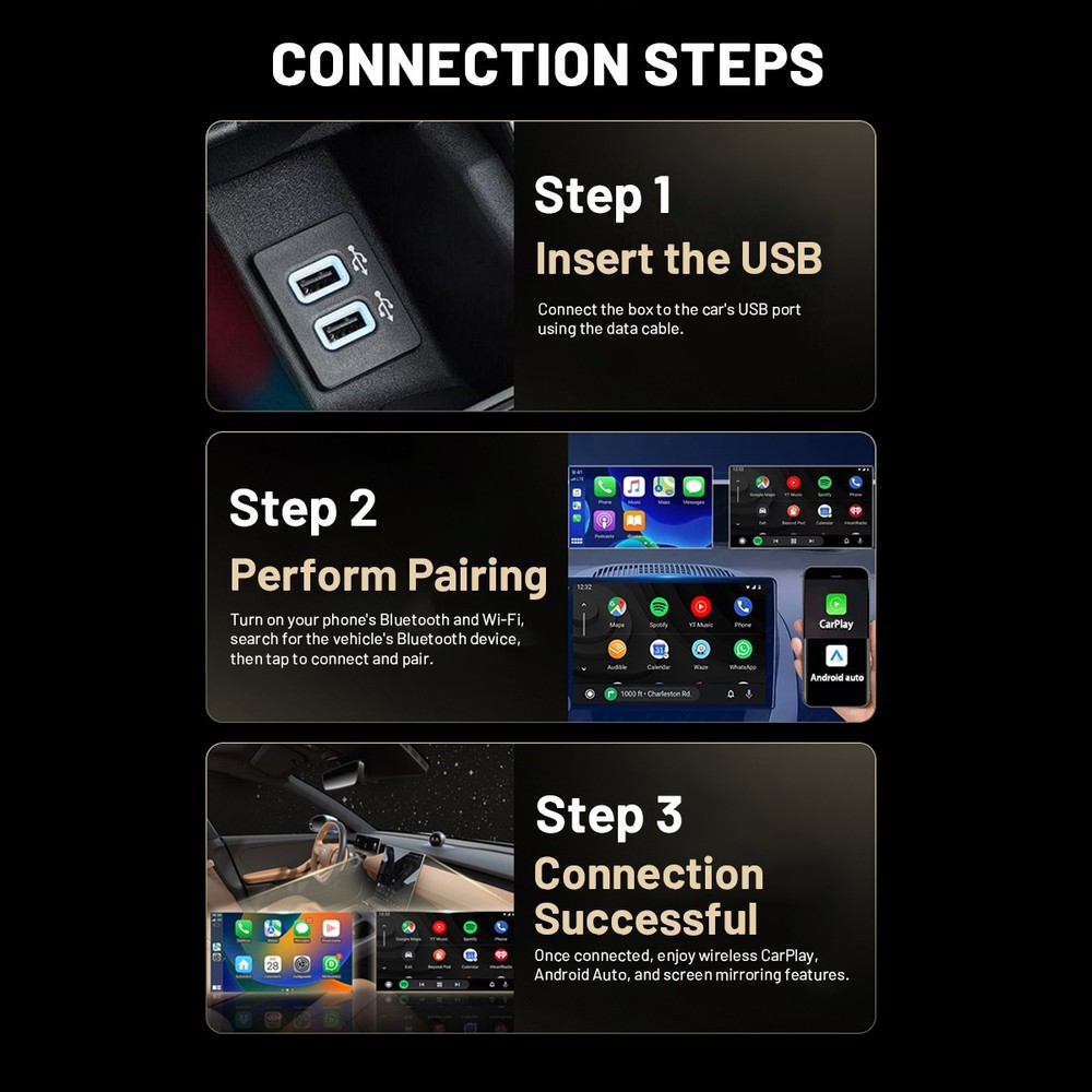 4 in 1 Carplay Android Auto Mirror Link Adapter Wireless Car Usb Mirror Link