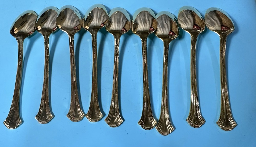9 PC Stainless Gold Table Spoon Set