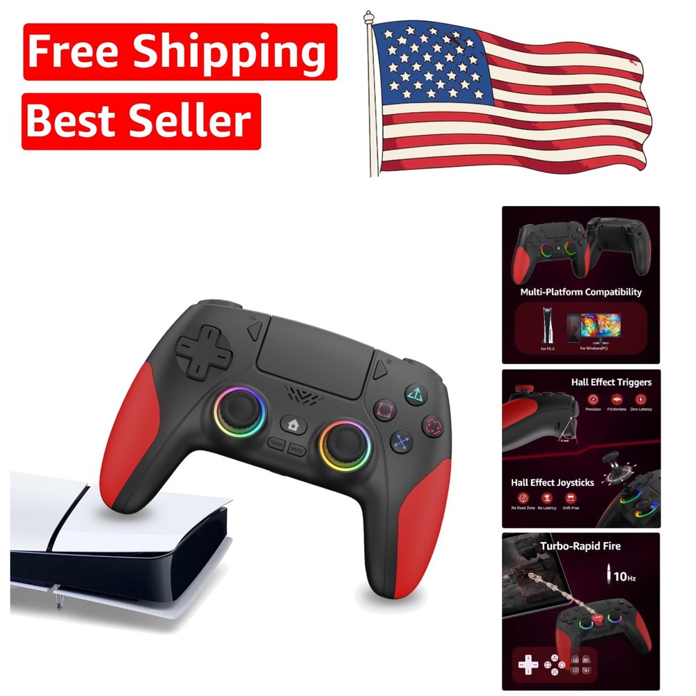 Programmable PS5/PC Game Controller with Hall Effect Joystick & Built-In Speaker
