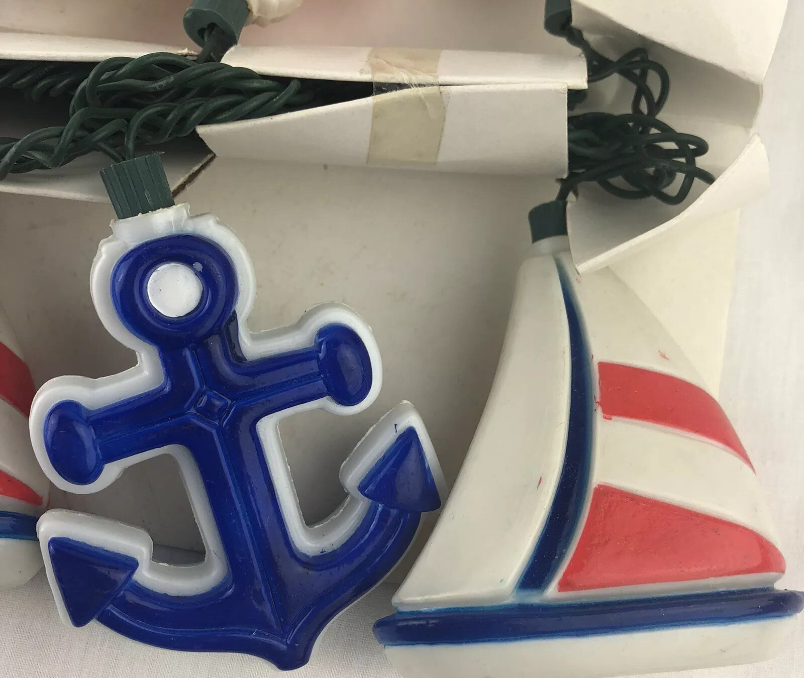 NOMA String Lights Sailboat Anchor 2 Sets Nautical Red Blue Camper RV Vintage