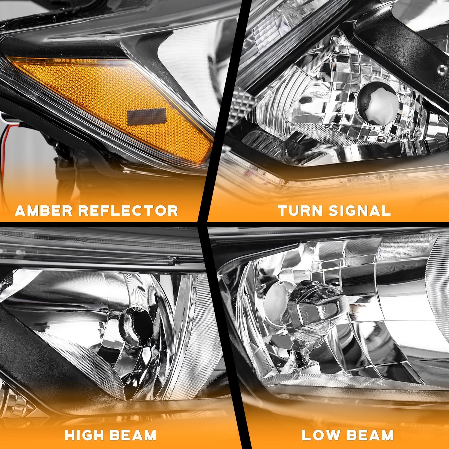 WEELMOTO Headlights For 2014-2016 Nissan Rogue Halogen LED DRL Lamps Left+Right