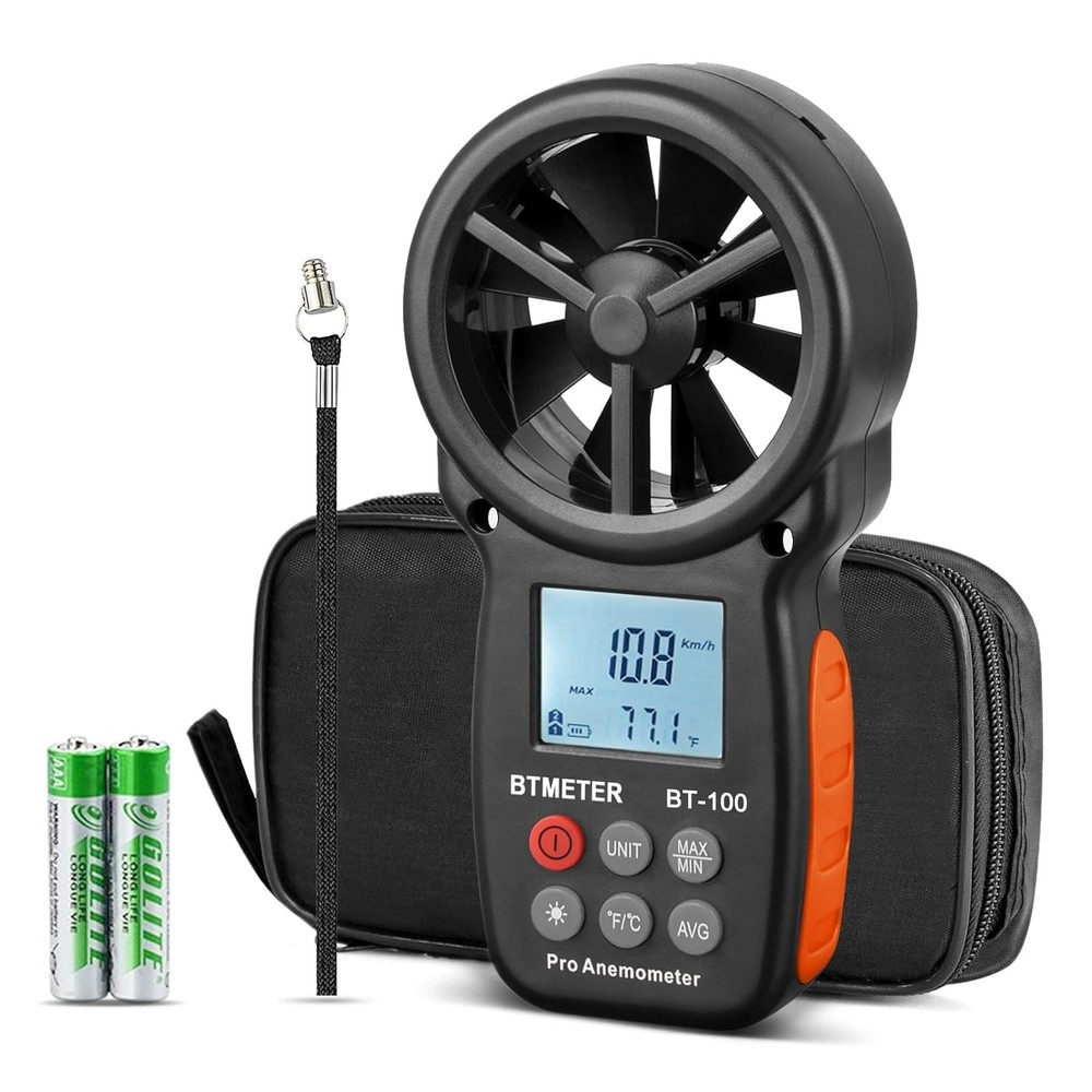 BTMETER BT-100 Handheld Anemometer, Wind Speed & Temperature Tester