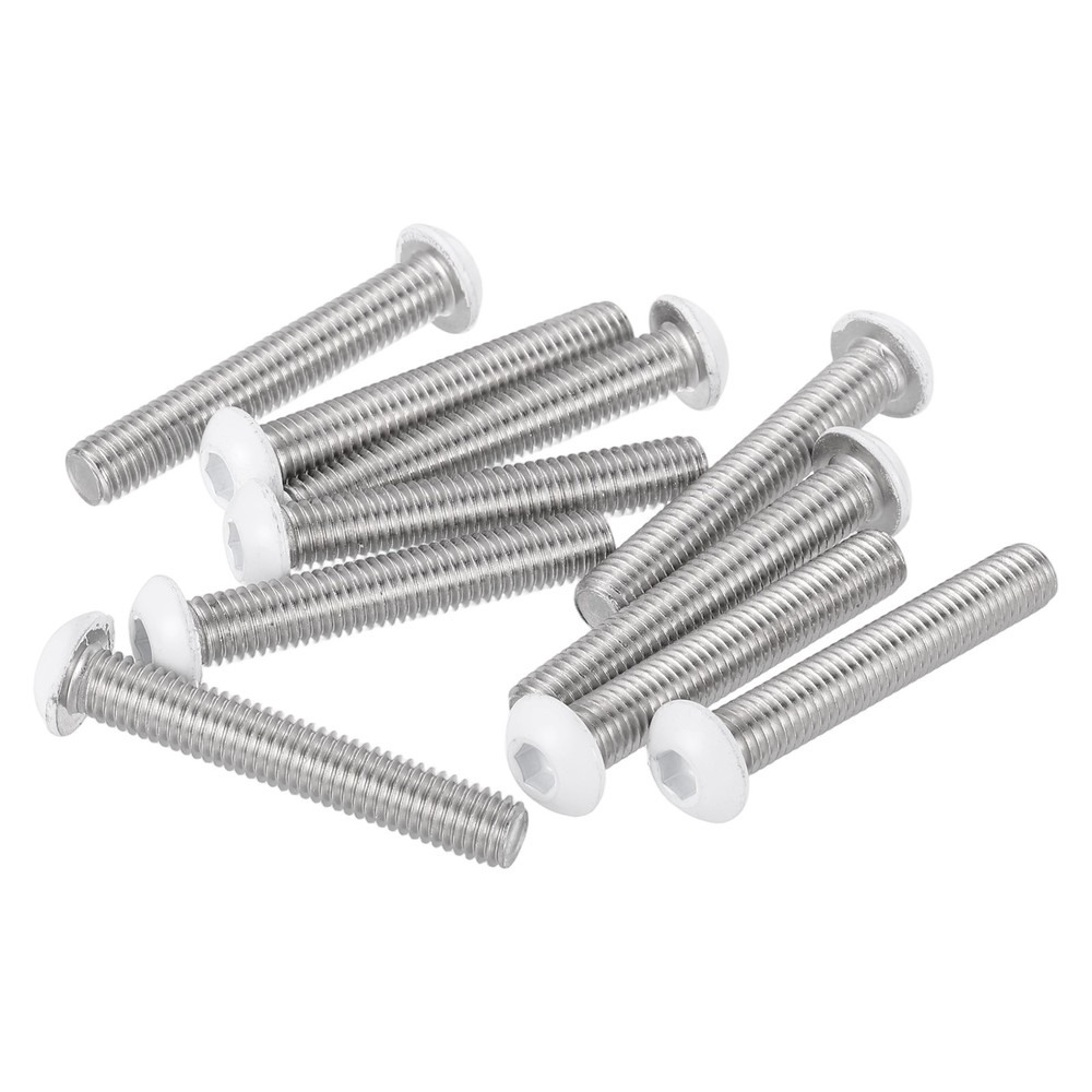 10 Pcs M8-1.25 x 50mm Button Head Socket Cap Screw Machine Screw, White