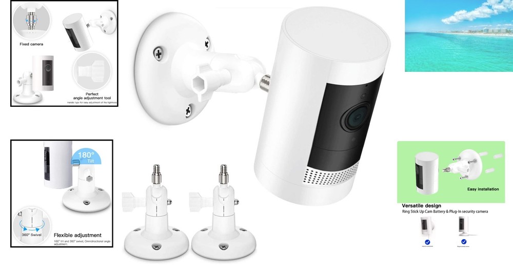 Durable Waterproof Wall Mount for Stick Up Cameras - 360° Flexibility, 2-Pack