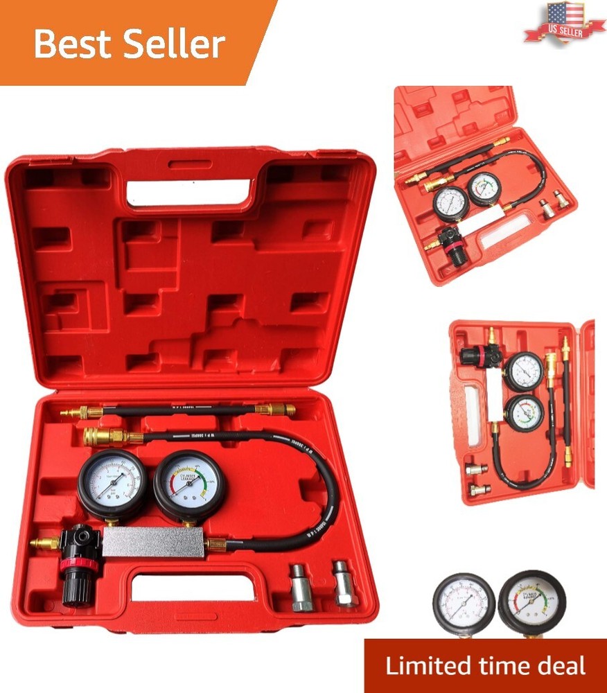Engine Compression Tester Gauges Set - Tu-21 Leak Down and Diagnostics Tool