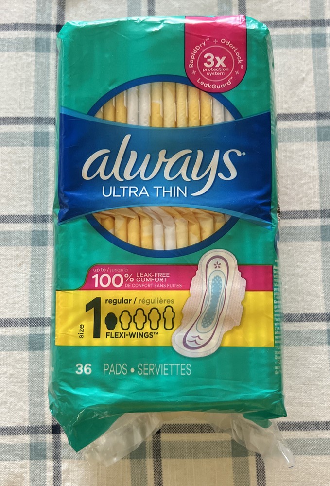 ALWAYS Ultra Thin Size 1 Regular Pads with Wings Unscented, 36 Ct