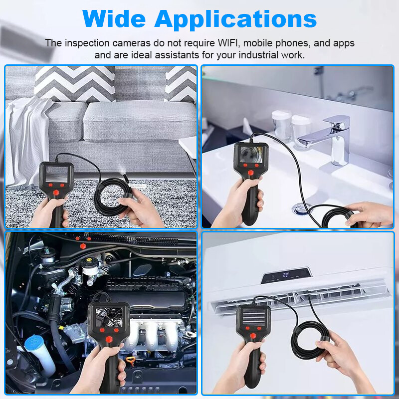6.6FT/2M Handheld Endoscope 2.4" Screen 5.5mm Inspection Camera Borescope Tools