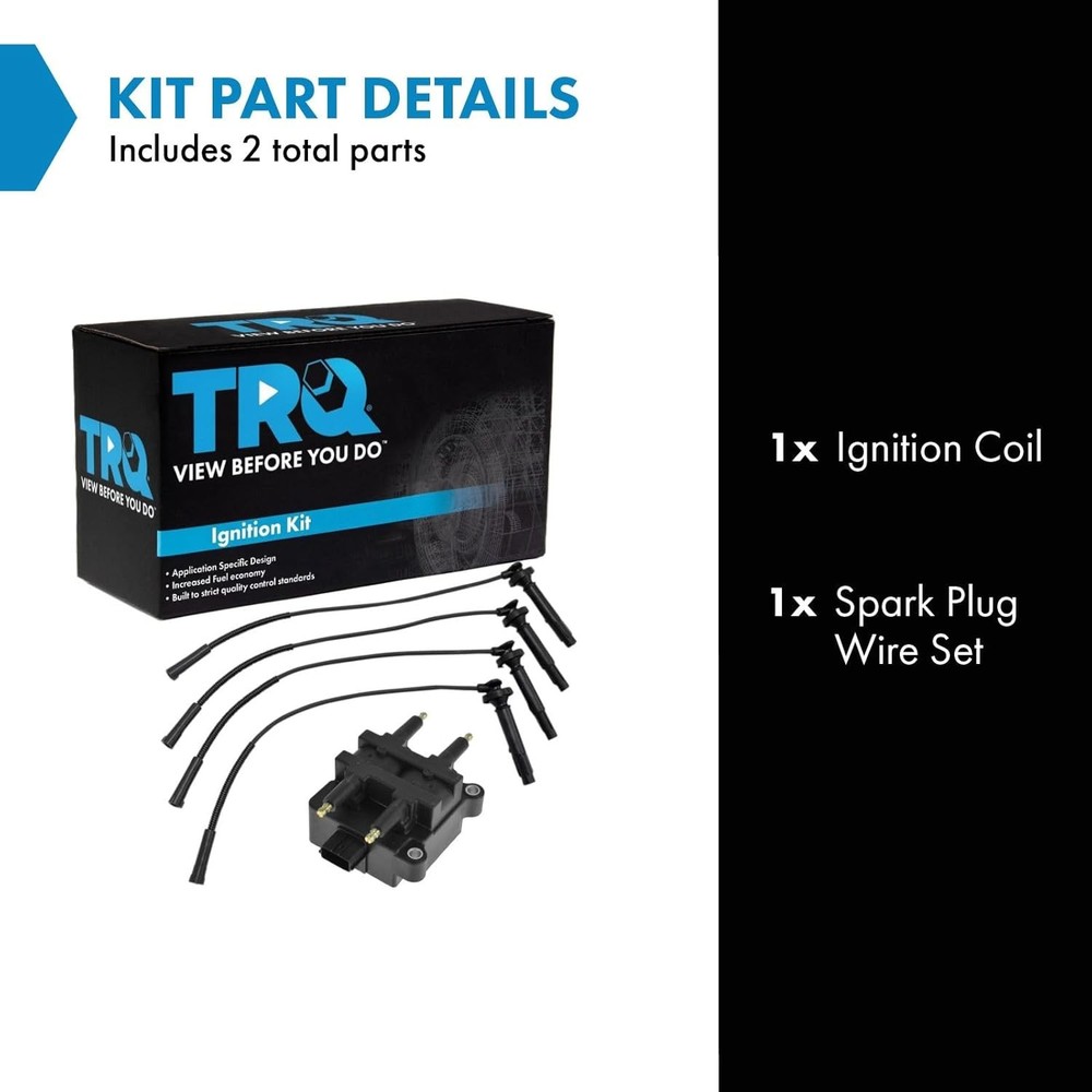 TRQ Ignition Kit Coil Spark Plugs Wire Set Compatible with...