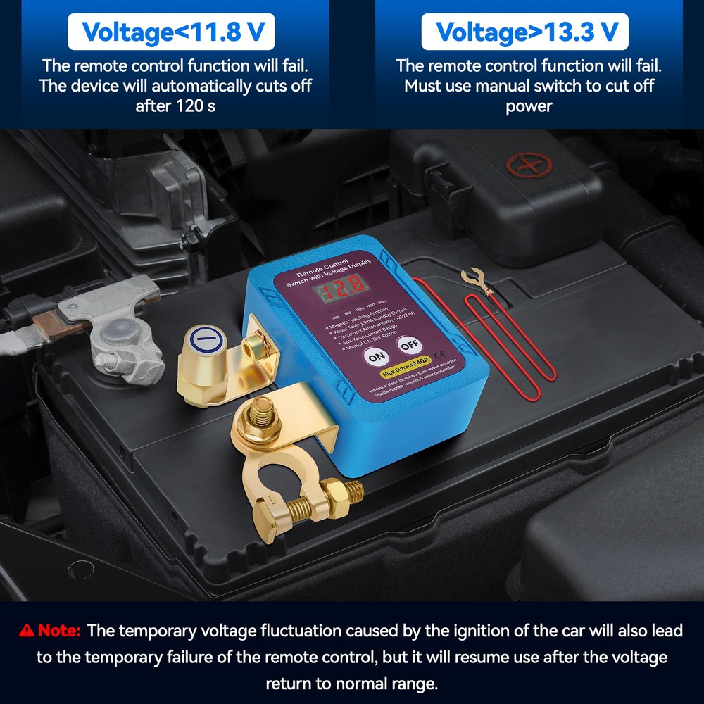 Car Battery Disconnect Switch Remote Control Power Kill Master Isolator Cut Off/