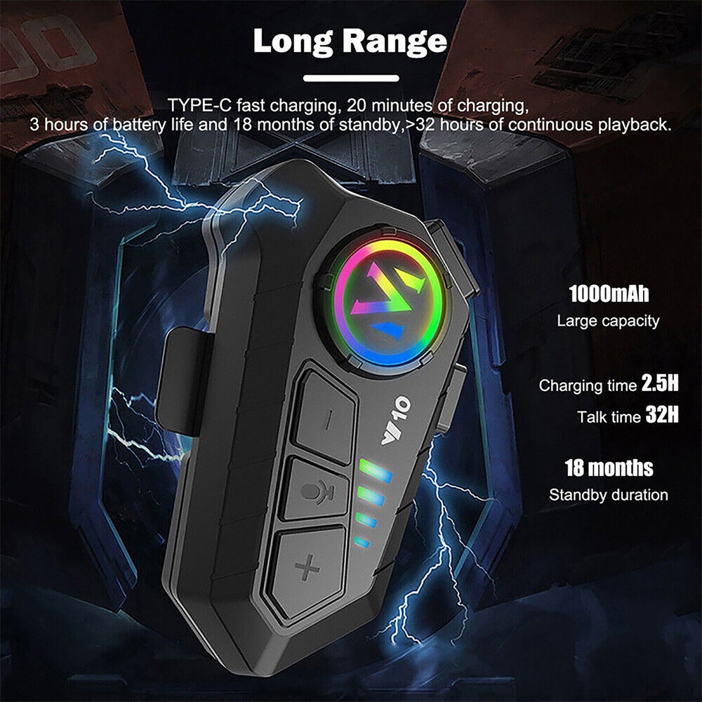1 PC HiFi Bluetooth 5.3 Bilateral Stereo Wireless Motorcycle Helmet Headset