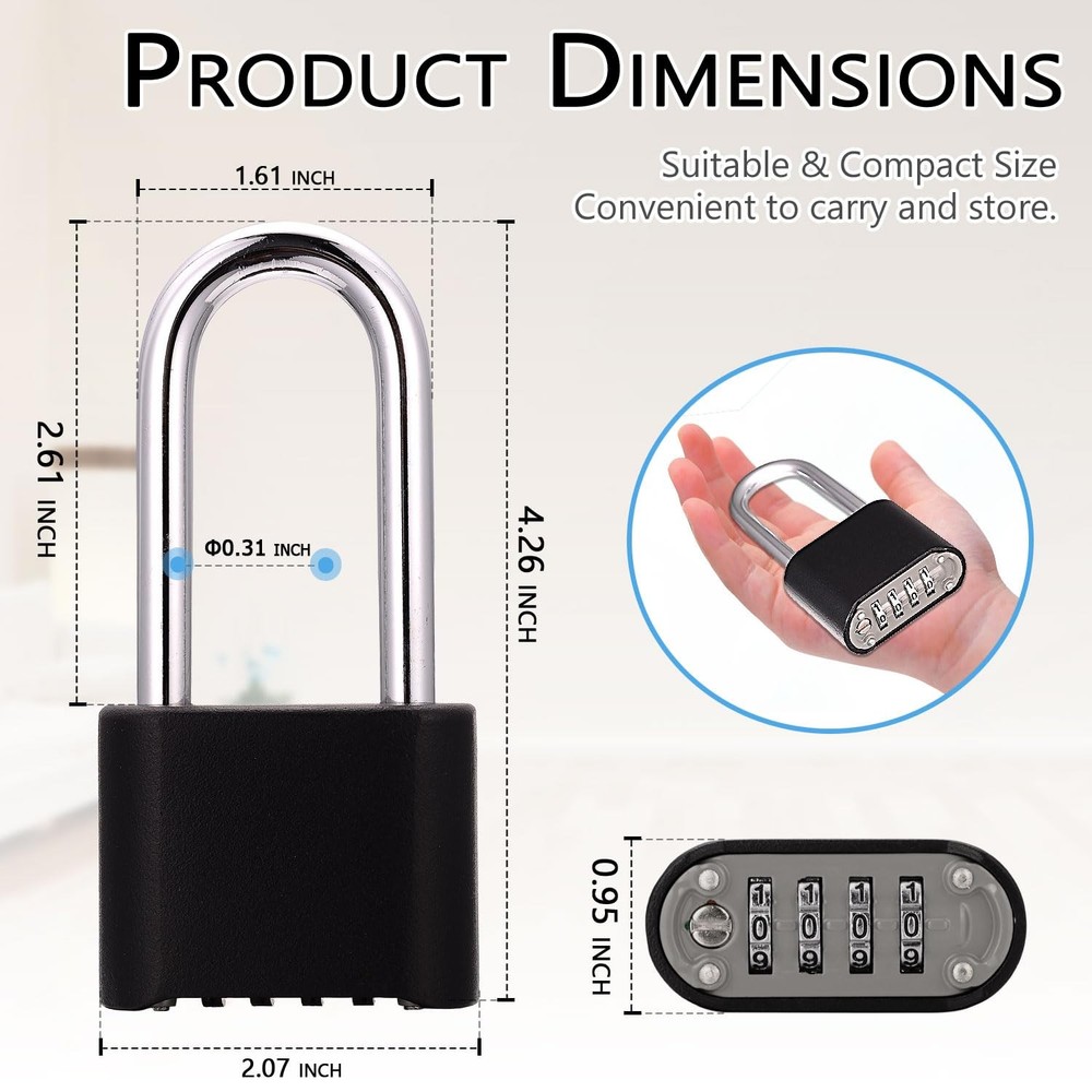 Heavy Duty Combination Lock,V-RESOURCING 4 Digit Resettable Combination Lock ...