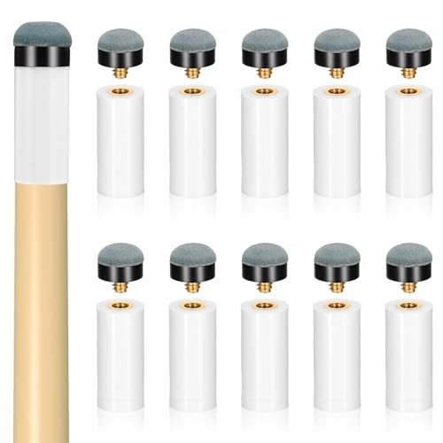 10Sets Pool Cue Tips Replacement Kit, No Glue Pool Cue Tips with White