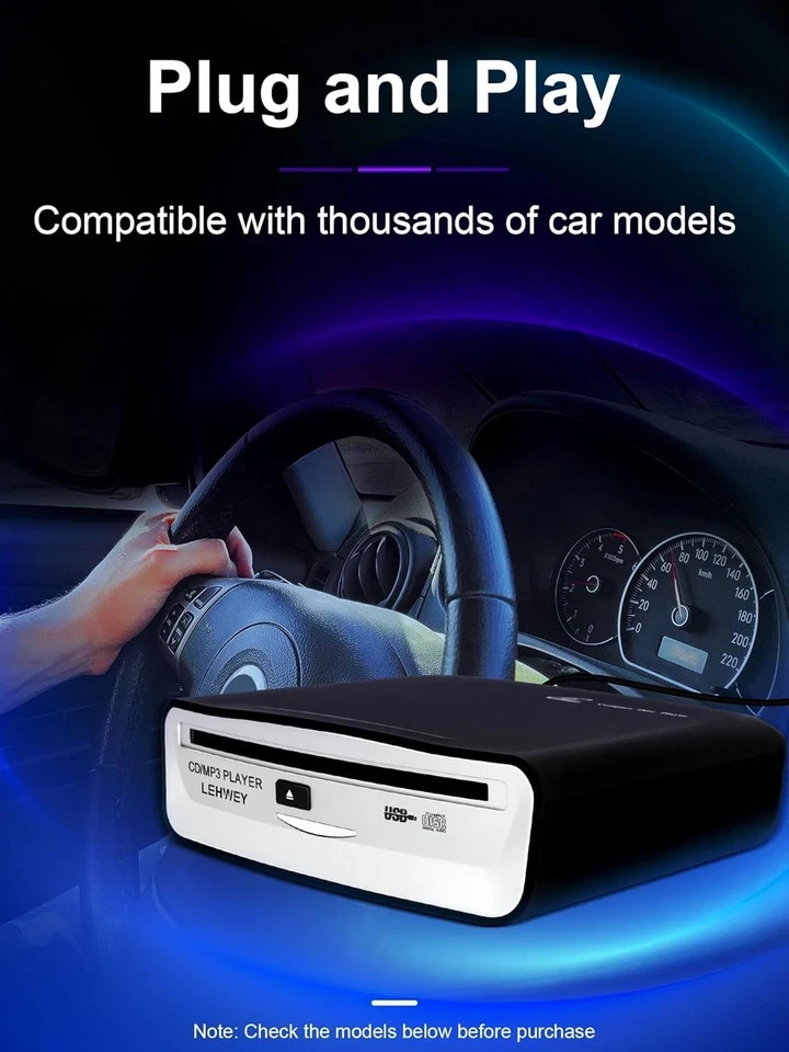 External USB CD Player for Car Portable Plug In CD Player with Remote Control