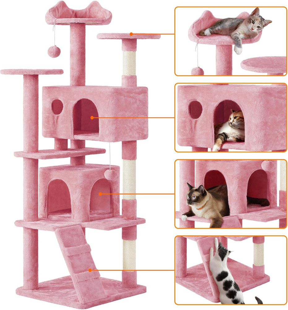 Deluxe Multi-Level Cat Tree with Condos and Scratching Posts for Happy Cats