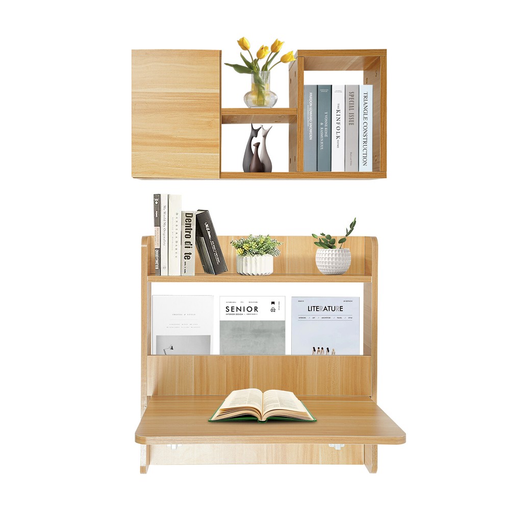 Wall Mounted Bookshelf Folding Space Saving Wall Mounted Table Laptop Desk