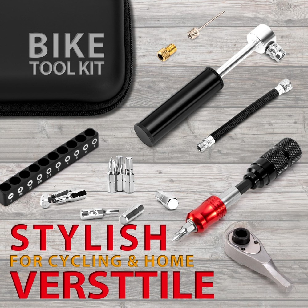 Portable Bicycle Repair Tool Kit With Mini Pump Multitool Maintenance Set Kit