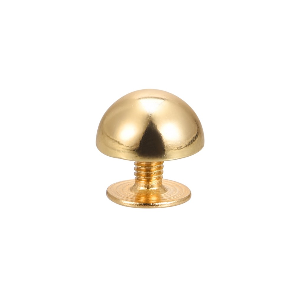 10x6mm Back Screw Rivets Solid Round Head Leather Studs Gold 8 Sets