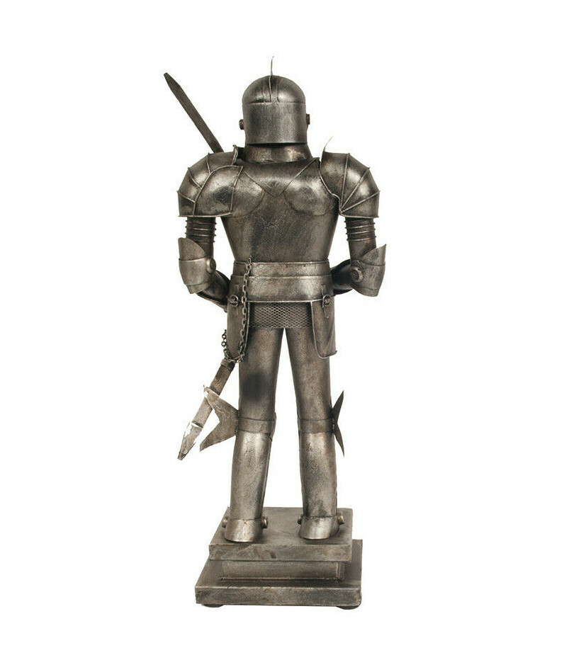 Medieval Knight Suit Of Armor Statue w Sword Metal Model 18" Figurine Home Decor