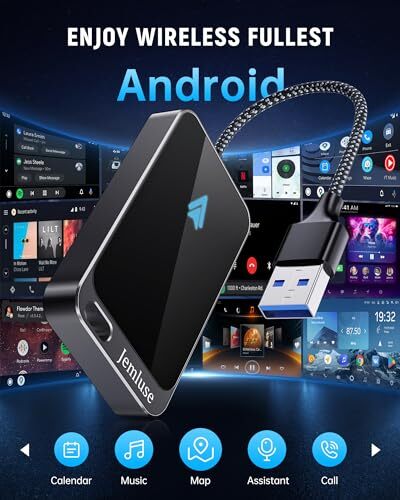 Jemluse Android Auto Wireless Adapter Factory Wired Android Auto Dongle - Black