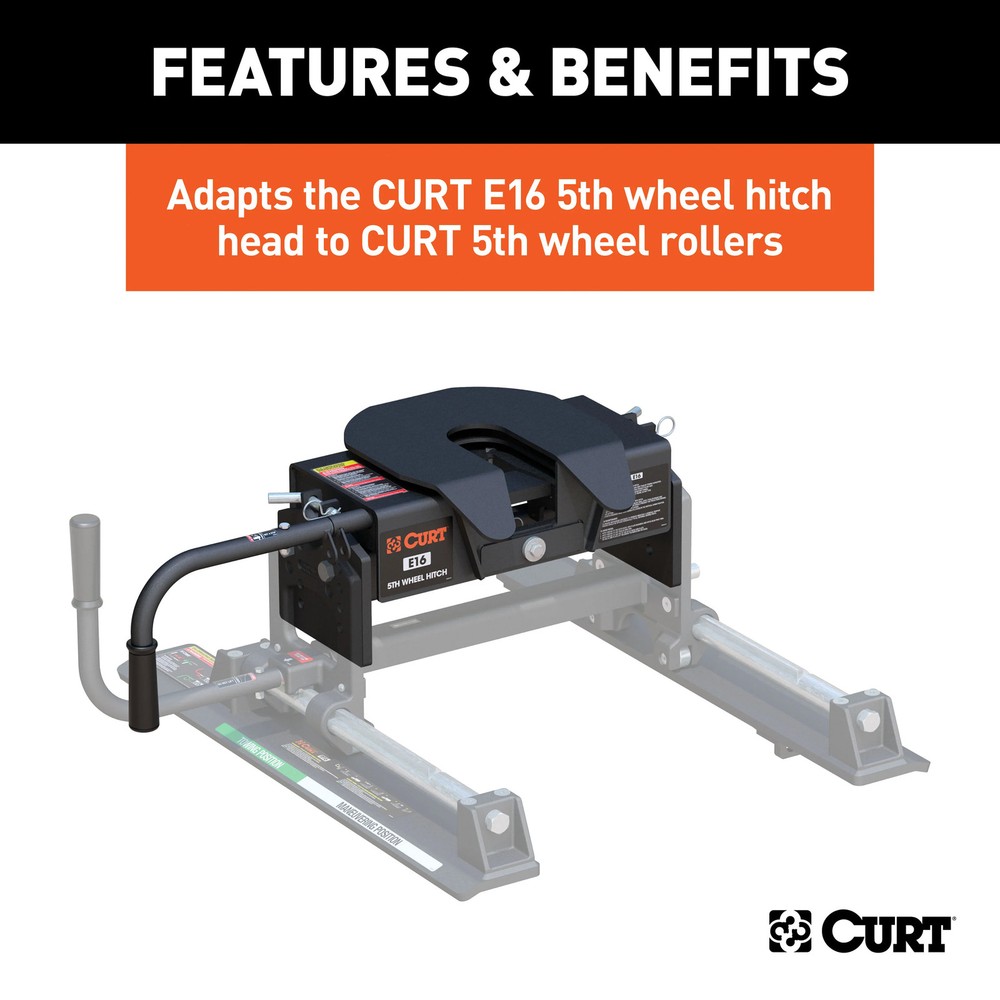 CURT 16505 E16 5th Wheel Hitch Head Adapter for Curt 5th Wheel Rollers