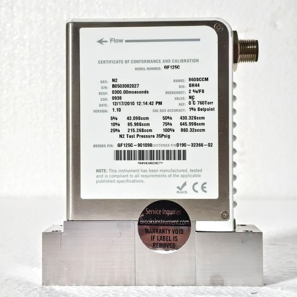 BROOKS INSTRUMENT GF125C MASS FLOW CONTROLLER N2, CH4 300SCCM