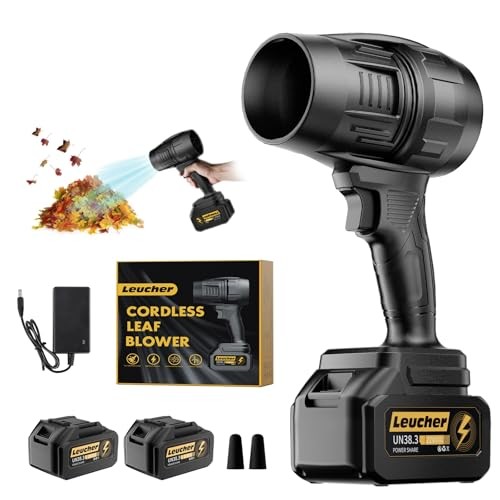 Leaf Blower Cordless,Hand Held Blower with 21V*2 Pcs Deep Black