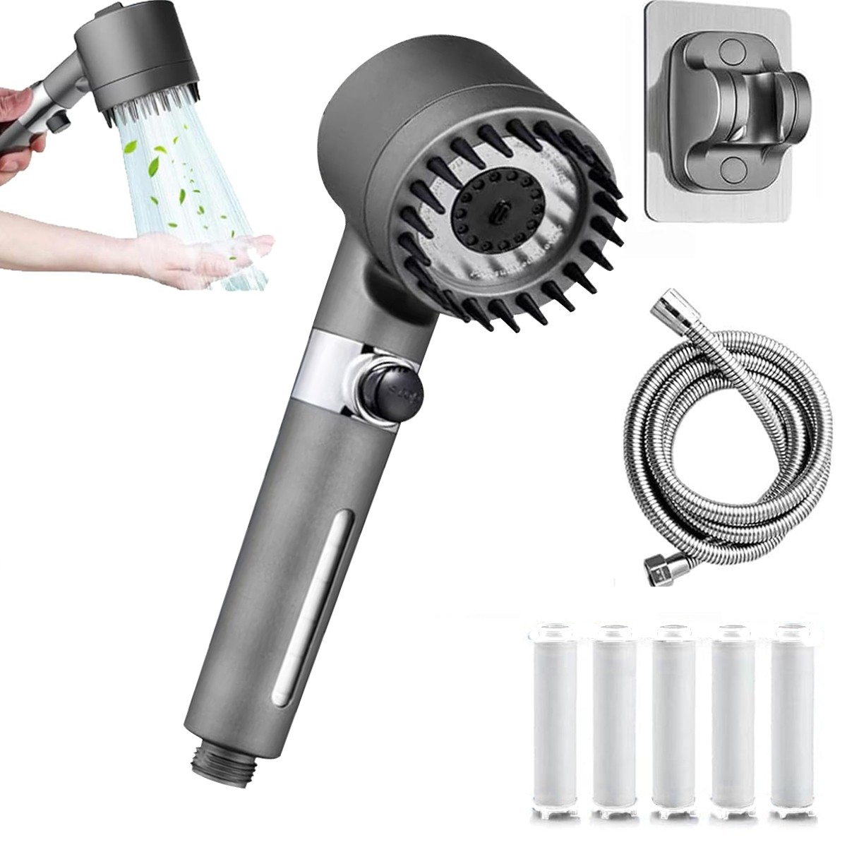 High Pressure Shower Head with Handheld Spray Combo, Rain ShowerHead with Filter