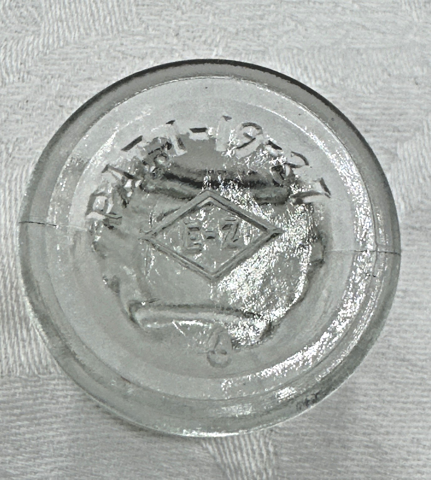 E-Z Brand Pat. 1937 Clear Eyewash Cup- Embossed Eye on Both Sides-Pedestal Shape