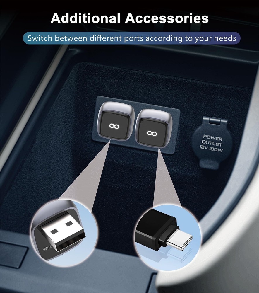 CarPlay Wireless Adapter, Compatible with CarPlay+Android Auto, Silver