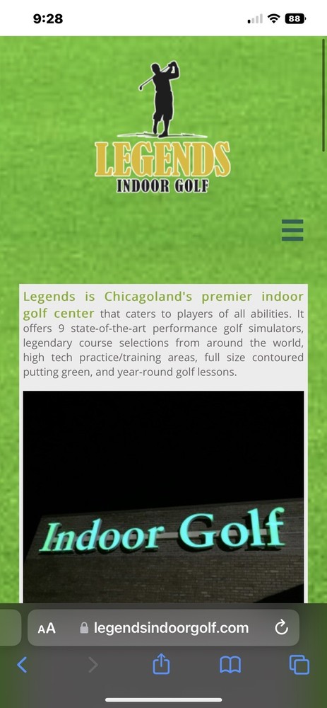 Legends Indoor Golf Gift Certificate. $50 Value