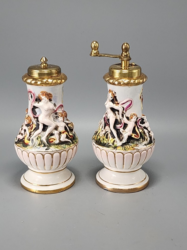 Vintage Capodimonte Salt & Pepper Cellars