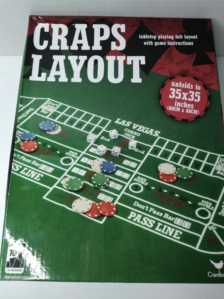 New Craps Layout Tabletop Felt Mat with Game Instructions by Cardinal