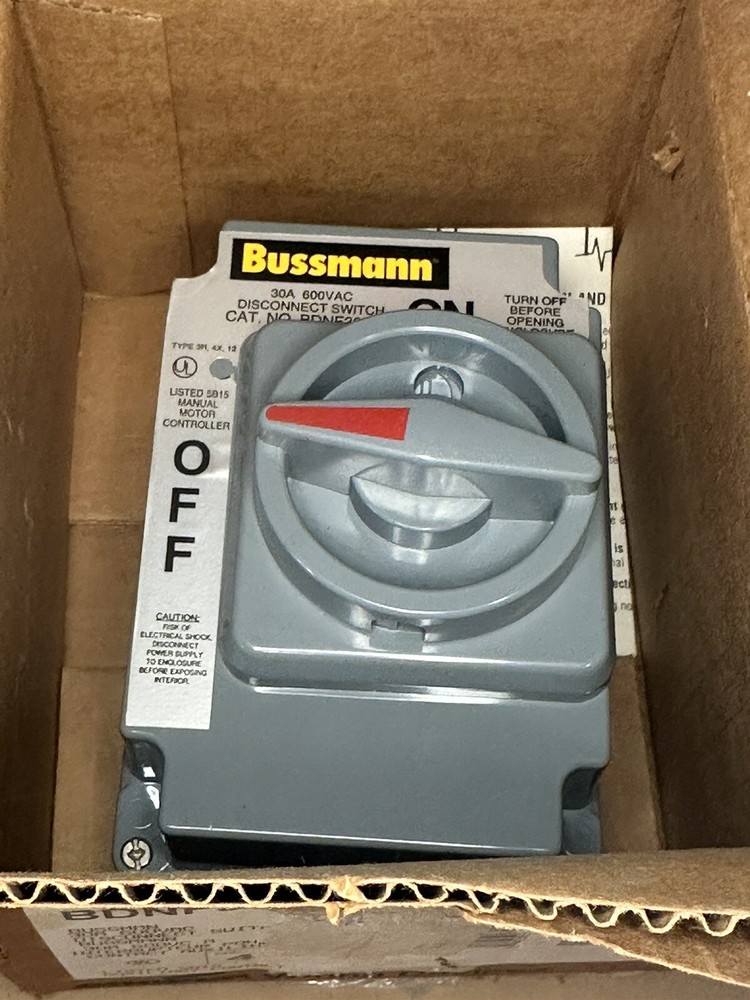 Bussmann 30A 600VAC Disconnect Switch Cat. BDNF30MS1