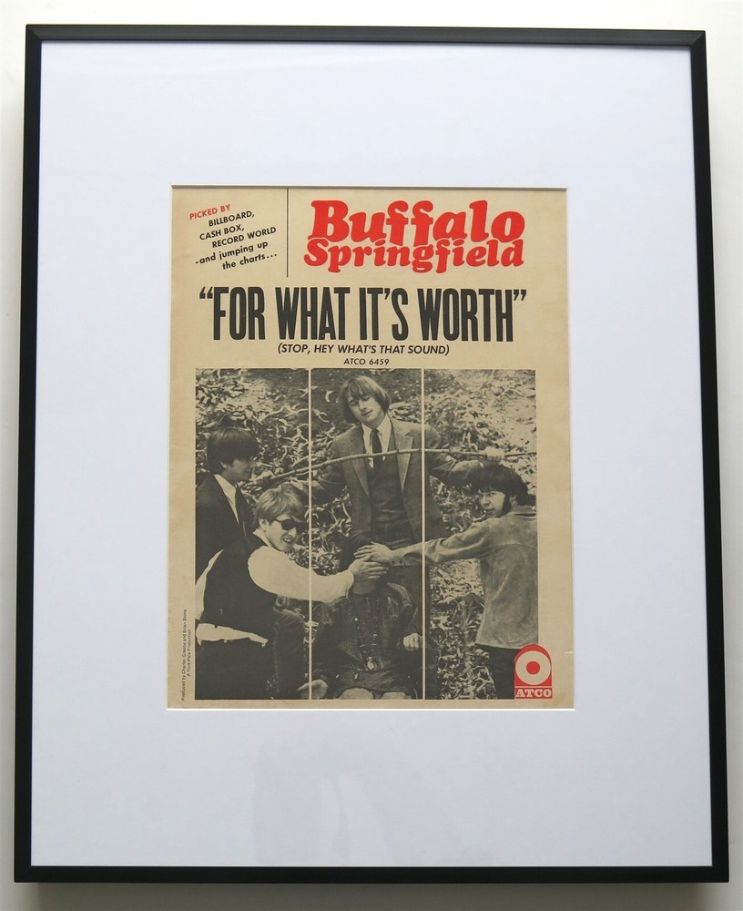 Buffalo Springfield What It's Worth 1967 ad poster framed 42x52cm FREE SHIPPING